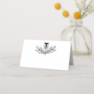 Carte De Placement Chic Elegant Simple Noir & Blanc Lily Line Art