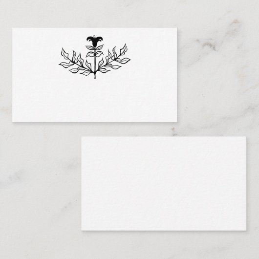 Carte De Placement Chic Elegant Simple Noir & Blanc Lily Line Art (Devant / Derrière)