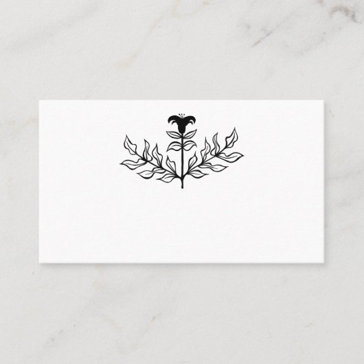 Carte De Placement Chic Elegant Simple Noir & Blanc Lily Line Art (Devant)