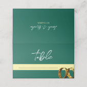 Carte De Placement Chic Emerald Green Gold Rings Mariage (Extérieur déplié)