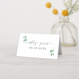 Carte De Placement Chic Eucalyptus Foliage Blanc Personnalisé Mariage