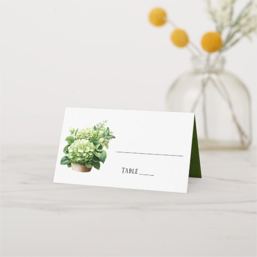 Carte De Placement Chic Geen Hydrangea Butterfly Mariage (Devant)