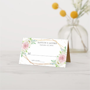Carte De Placement Chic Géométrique Mariage floral à huile d'or