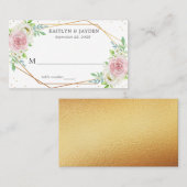 Carte De Placement Chic Géométrique Mariage floral à huile d'or (Devant / Derrière)
