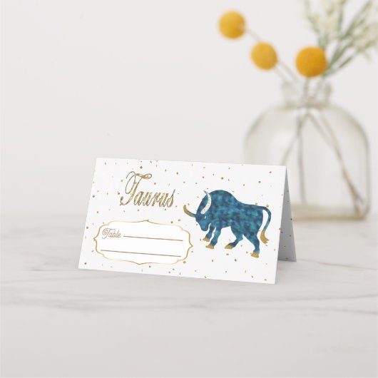 Carte De Placement Chic Gold Taurus Zodiac Anniversaire (Devant)
