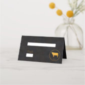 Carte De Placement Chic Mariage de boeuf noir et or Choix alimentaire (Devant)