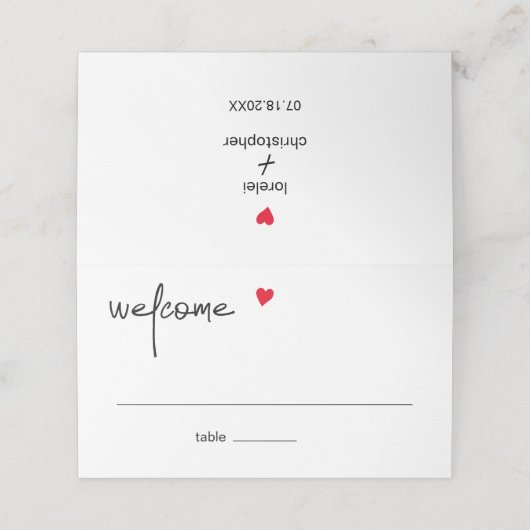 Carte De Placement Chic Modern Welcome Invité Nom de table Paramètre (Extérieur déplié)