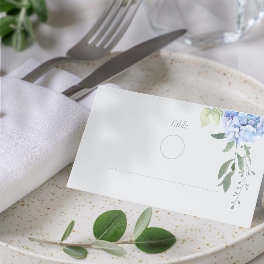 Carte De Placement Chic moderne Blue Hydrangea Mariage Table