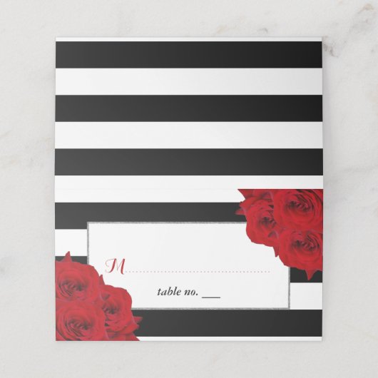 Carte De Placement Chic Moderne Luxe Mariage Collection - Roses rouge (Extérieur déplié)