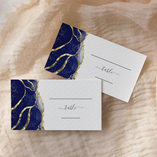 Carte De Placement Chic Navy Blue Gold Ink Wedding Escort
