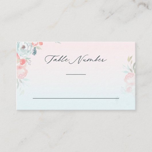 Carte De Placement Chic Ombre French Garden Wedding Numéro De Table (Devant)