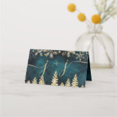 Carte De Placement Chic or neige pin vert Noël table d'hiver (Dos)
