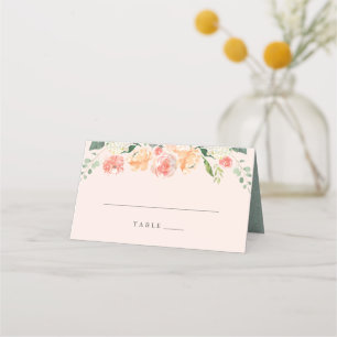 Carte De Placement Chic Peach Blush Spring Floral Mariage