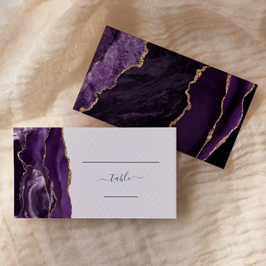 Carte De Placement Chic Purple Gold Agate Lavender Mariage Escort
