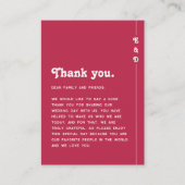 Carte De Placement Chic Retro brillant Mariage rose chaud Merci (Devant)