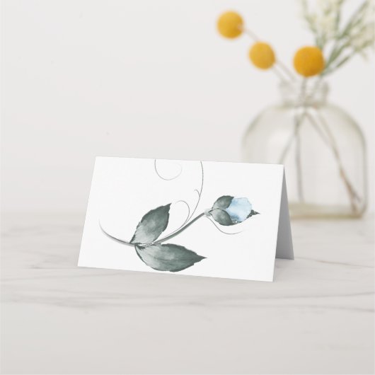 Carte De Placement Chic Roses d'aquarelle bleu Dusty (Dos)