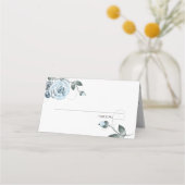 Carte De Placement Chic Roses d'aquarelle bleu Dusty (Devant)