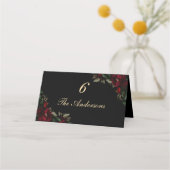 Carte De Placement Chic rouge foncé vert gothique moody mariage (Dos)