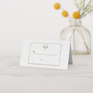 Carte De Placement Chic Royal Gold Crest Lush Greenery Numéro de tabl