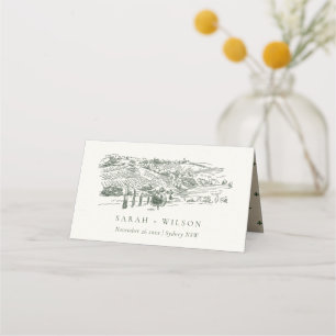 Carte De Placement Chic Rustic Green Winery Mariage de croquis