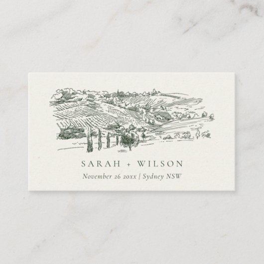 Carte De Placement Chic Rustic Green Winery Mariage de croquis (Devant)