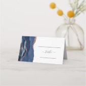 Carte De Placement Chic Table de Mariage Navy Blue Rose Gold Agate (Devant)