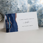 Carte De Placement Chic Table de Mariage Navy Blue Rose Gold Agate