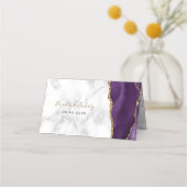 Carte De Placement Chic violet or Agate Mariage en marbre (Dos)