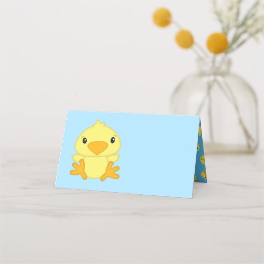 Carte De Placement Chick Baby shower bleu ressort (Devant)