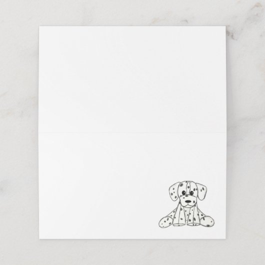 Carte De Placement Chien en dalmate dessin simple noir (Extérieur déplié)