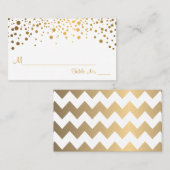 Carte De Placement Chiffres blanc et or Chevron et Confetti 2 (Devant / Derrière)