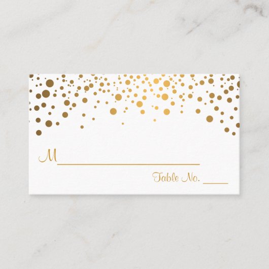 Carte De Placement Chiffres blanc et or Chevron et Confetti 2 (Devant)