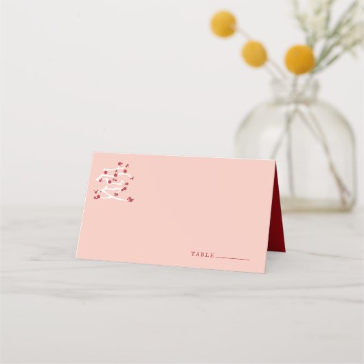 Carte De Placement Chinese Love Red Cherry Blossoms (Devant)
