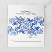 Carte De Placement Chinoiserie Bleu et Blanc Floral Bird Table (Extérieur déplié)