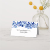 Carte De Placement Chinoiserie Bleu et Blanc Floral Bird Table (Dos)