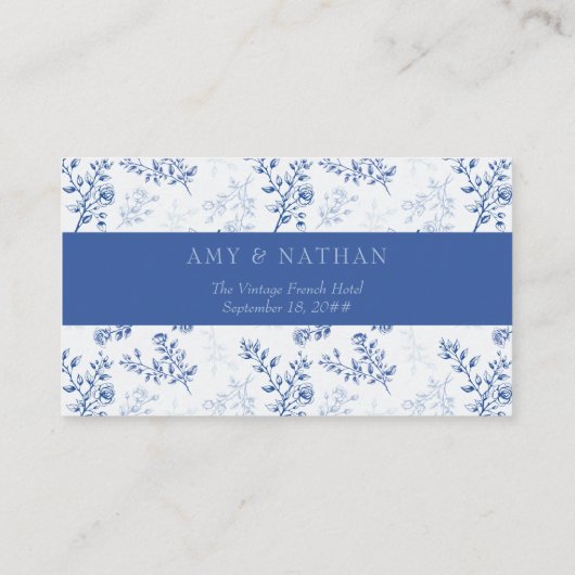 Carte De Placement Chinoiserie double face Mariage bleu (Dos)