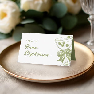 Carte De Placement Chinoiserie vintage Olive Green Verre de champagne
