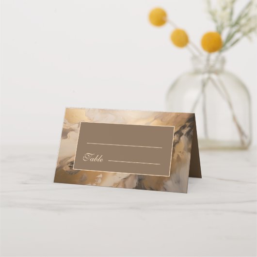 Carte De Placement Chocolat d'or moderne Mariage d'aquarelle artistiq (Devant)