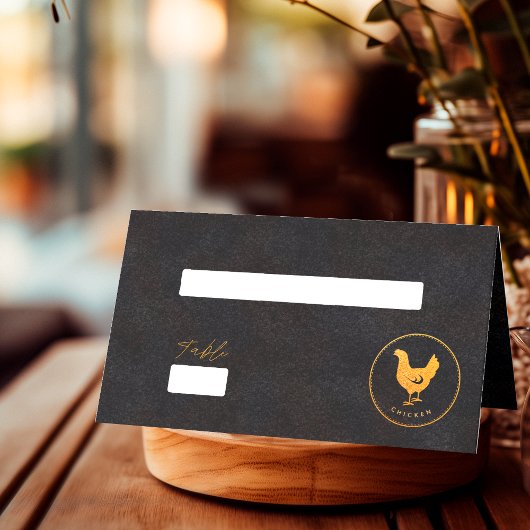 Carte De Placement Choix alimentaire Mariage de poulet noir et d'or