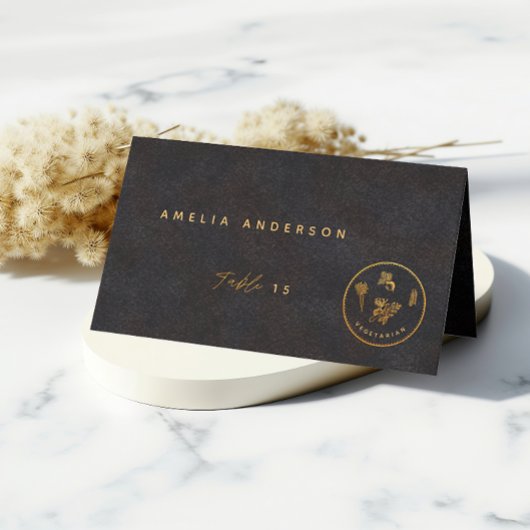 Carte De Placement Choix de nourriture Mariage à base de Black et Gol