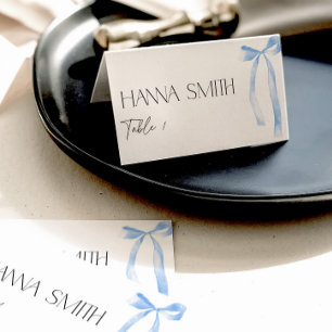 Carte De Placement Chose Blue Bow Coquette Nom Siège