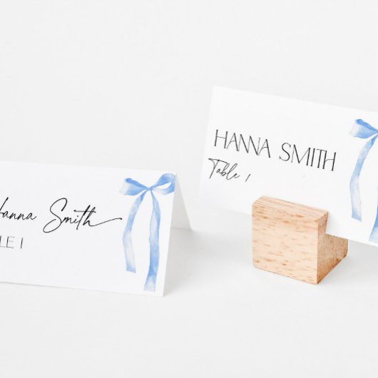 Carte De Placement Chose Blue Bow Coquette Nom Siège