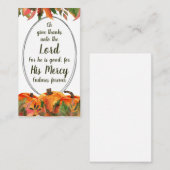 Carte De Placement Christian Thanksgiving Prière Oh Donner Merci (Devant / Derrière)