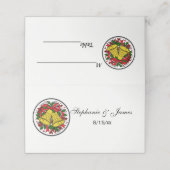 Carte De Placement Christmas Bells Holly Ruban Rouge (Extérieur déplié)