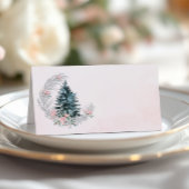 Carte De Placement Christmas Tree Pink Silver