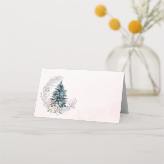 Carte De Placement Christmas Tree Pink Silver (Devant)