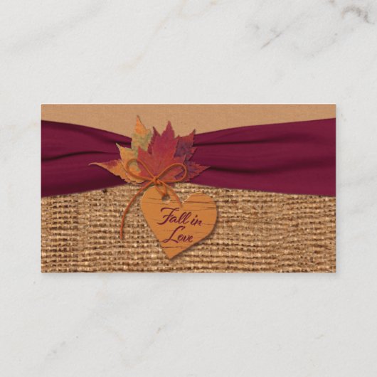 Carte De Placement Chute d'amour, Feuilles d'automne, Mariage Burlap (Dos)
