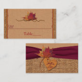 Carte De Placement Chute d'amour, Feuilles d'automne, Mariage Burlap (Devant / Derrière)