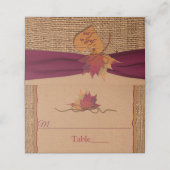 Carte De Placement Chute d'amour, Feuilles d'automne, Mariage Burlap (Extérieur déplié)