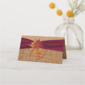 Carte De Placement Chute d'amour, Feuilles d'automne, Mariage Burlap (Dos)